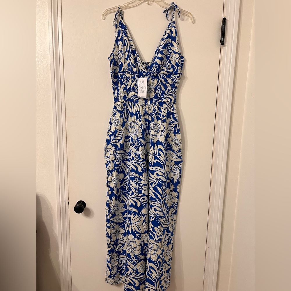 NWT PATRONS OF PEACE BLUE FLORAL JUMPSUIT ✨